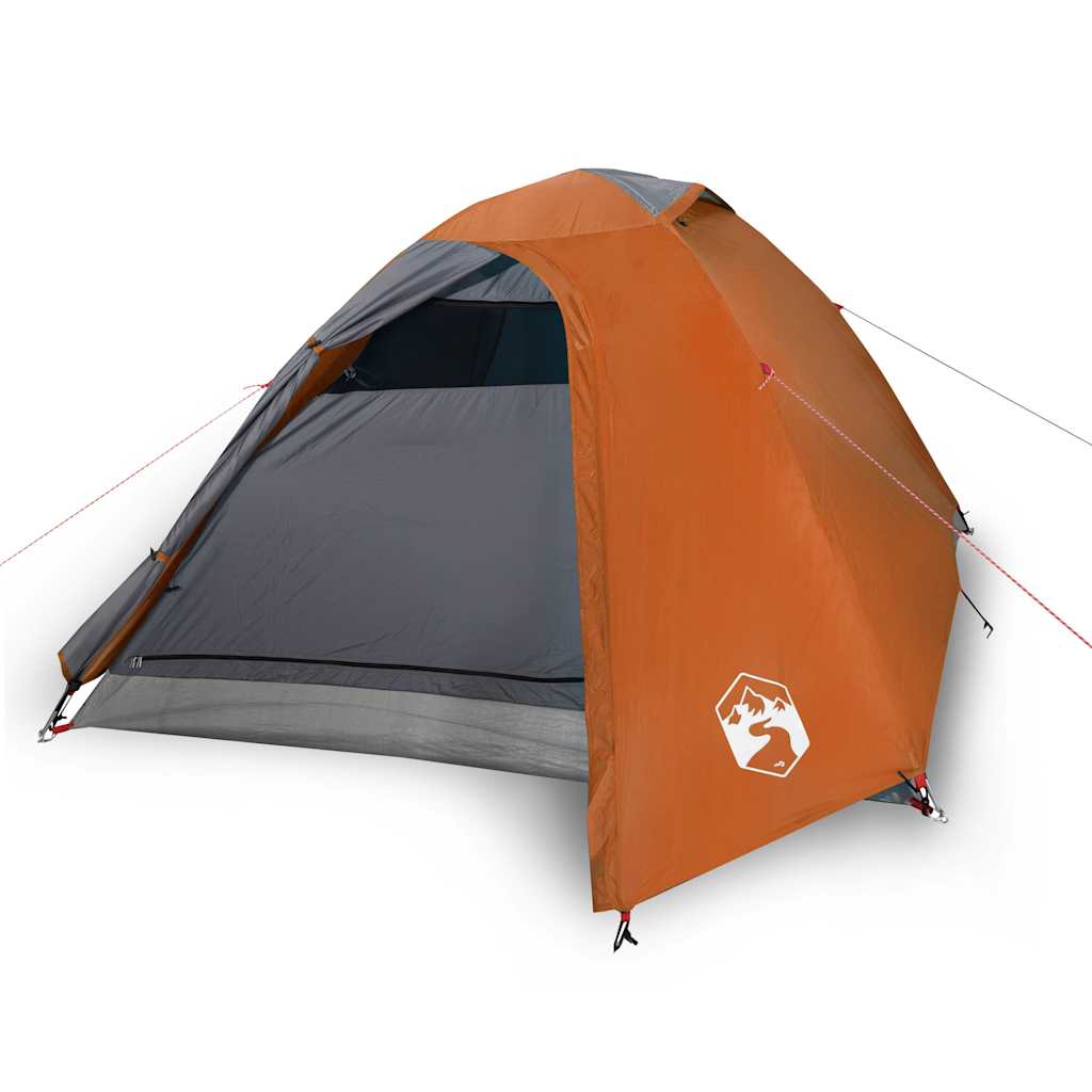 Camping Tent Dome 3-Person Orange Waterproof