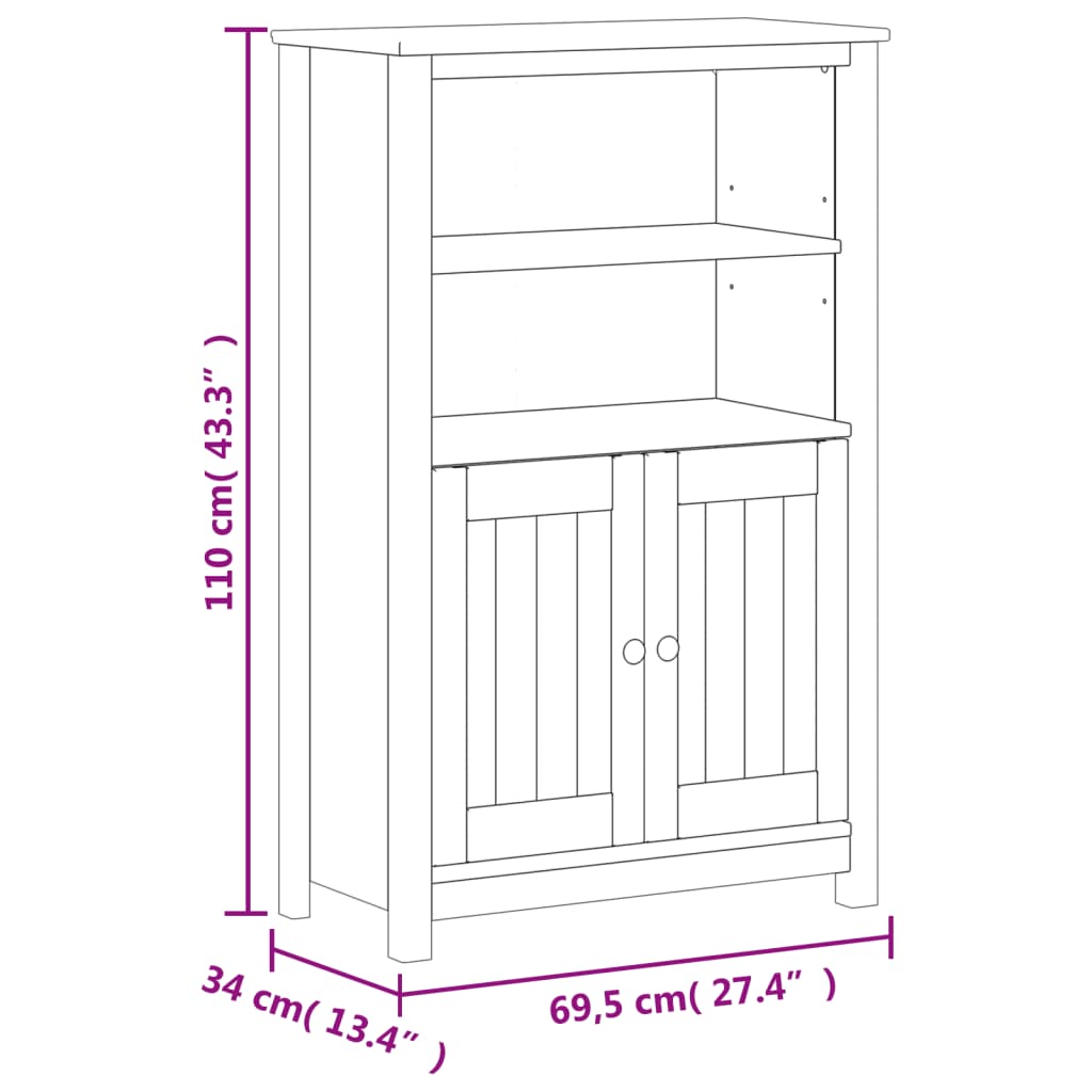 3 Piece Bathroom Furniture Set BERG White Solid Wood Pine