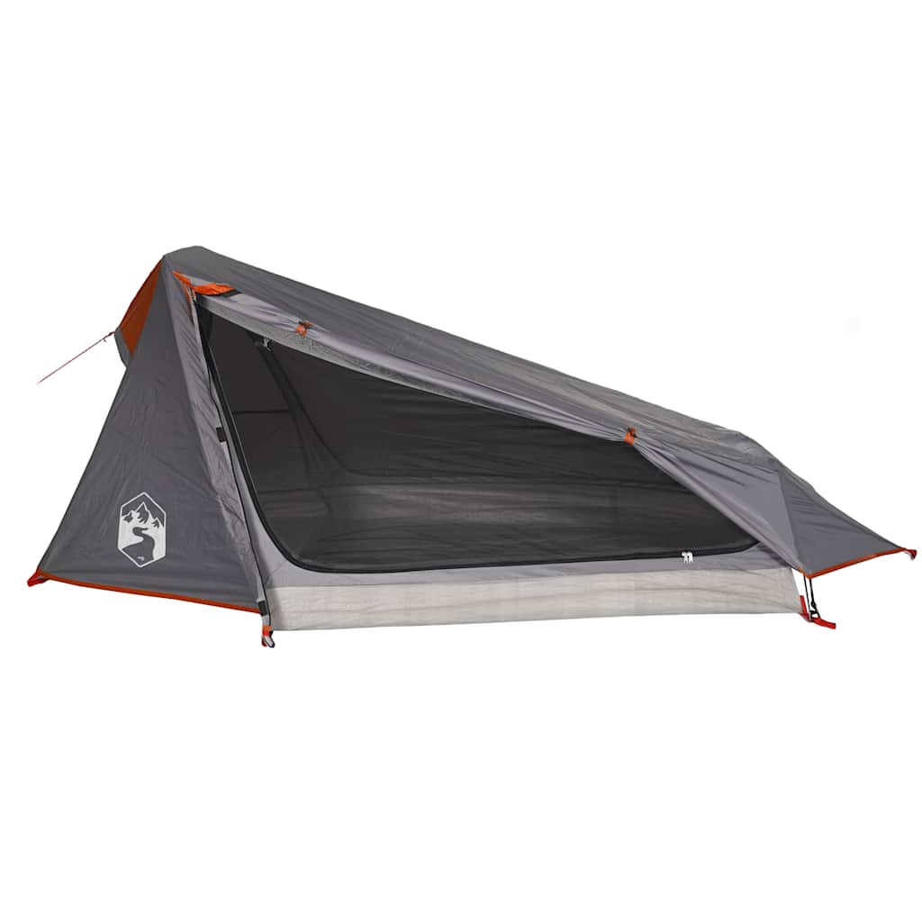 Camping Tent Tunnel 1-Person Grey and Orange Waterproof