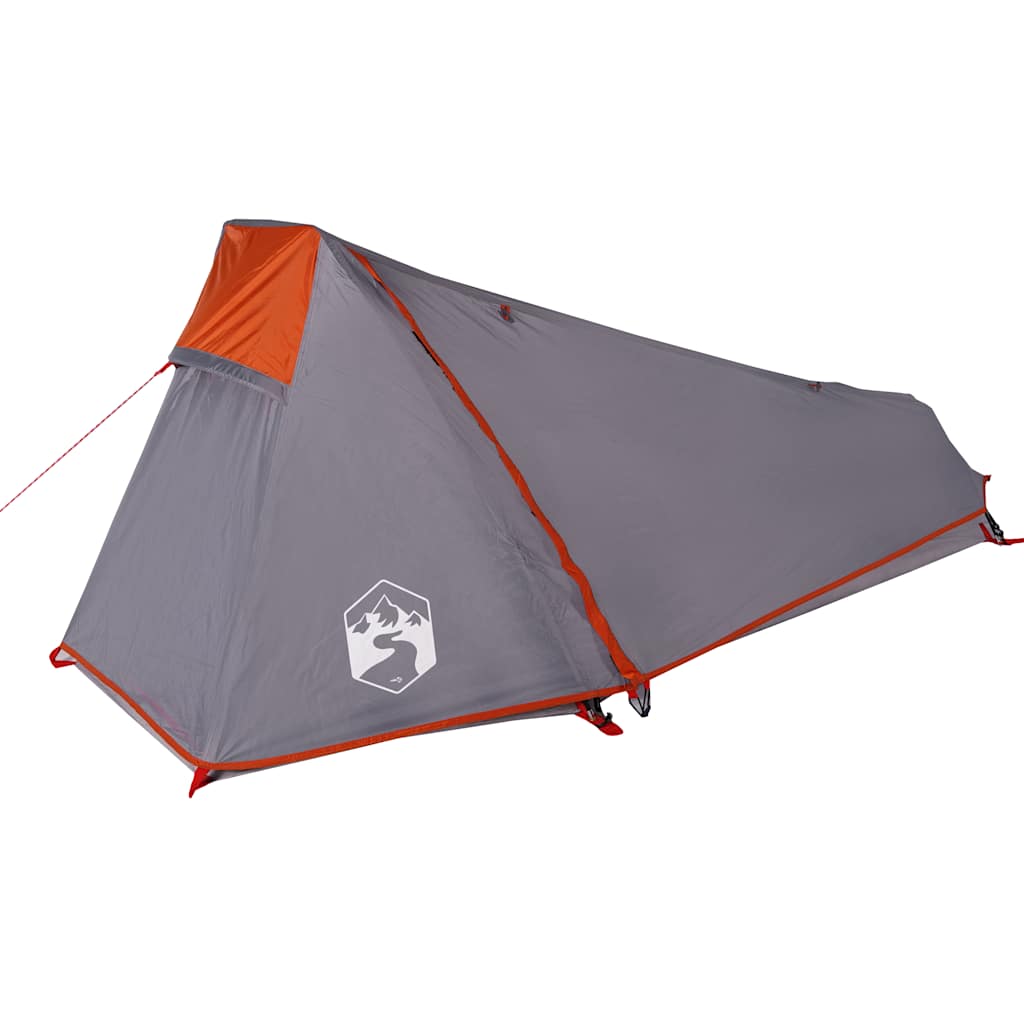 Camping Tent Tunnel 1-Person Grey and Orange Waterproof
