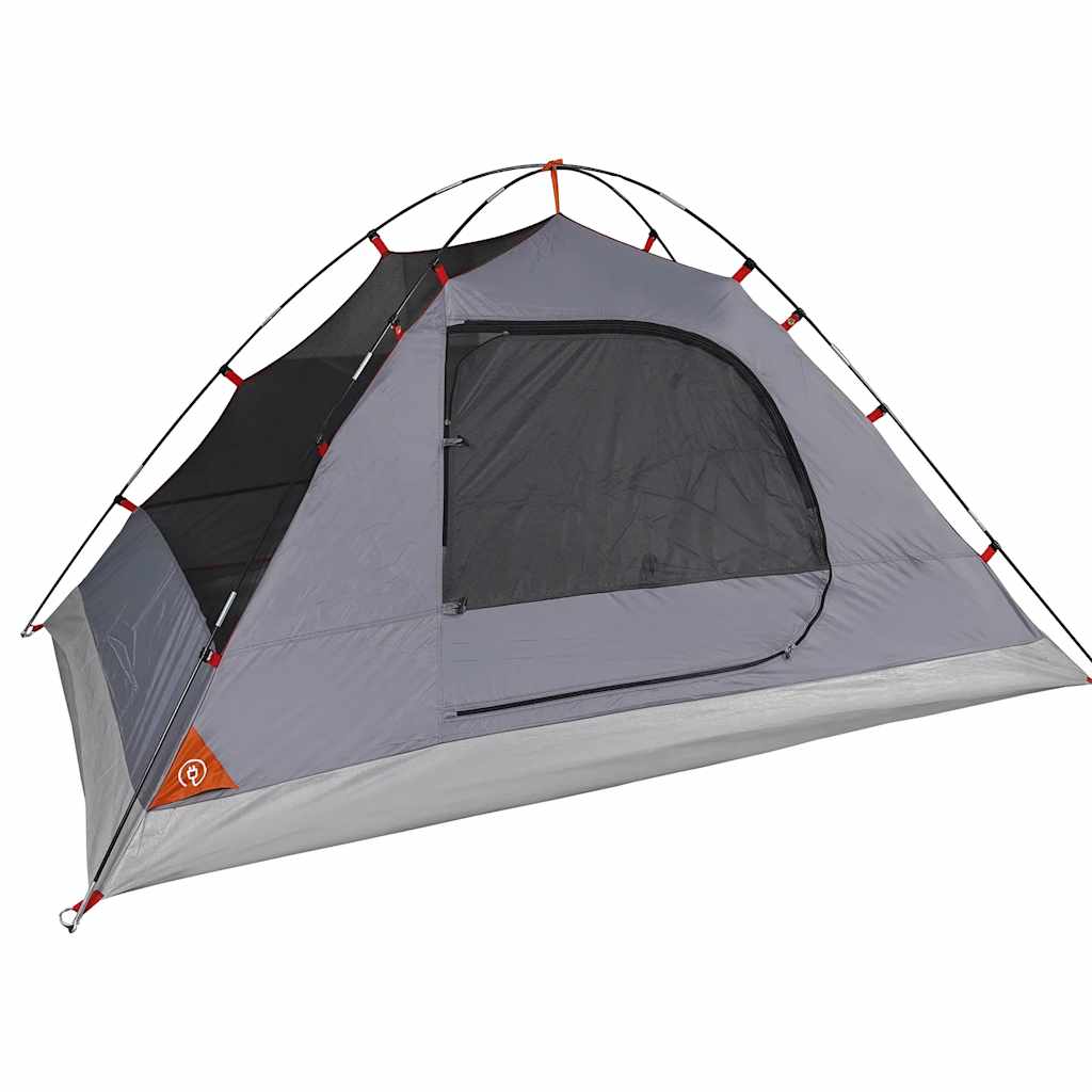 Camping Tent Dome 4-Person Grey and Orange Waterproof