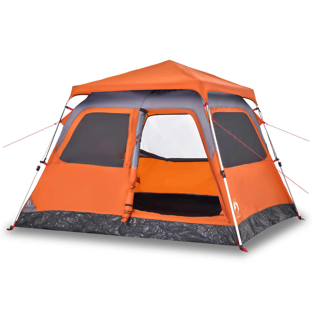Camping Tent Dome 4-Person Grey and Orange Quick Release