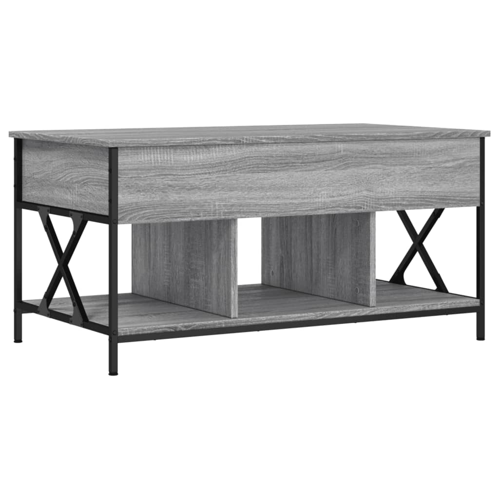 Coffee Table Grey Sonoma 100x55x50 cm Engineered Wood and Metal