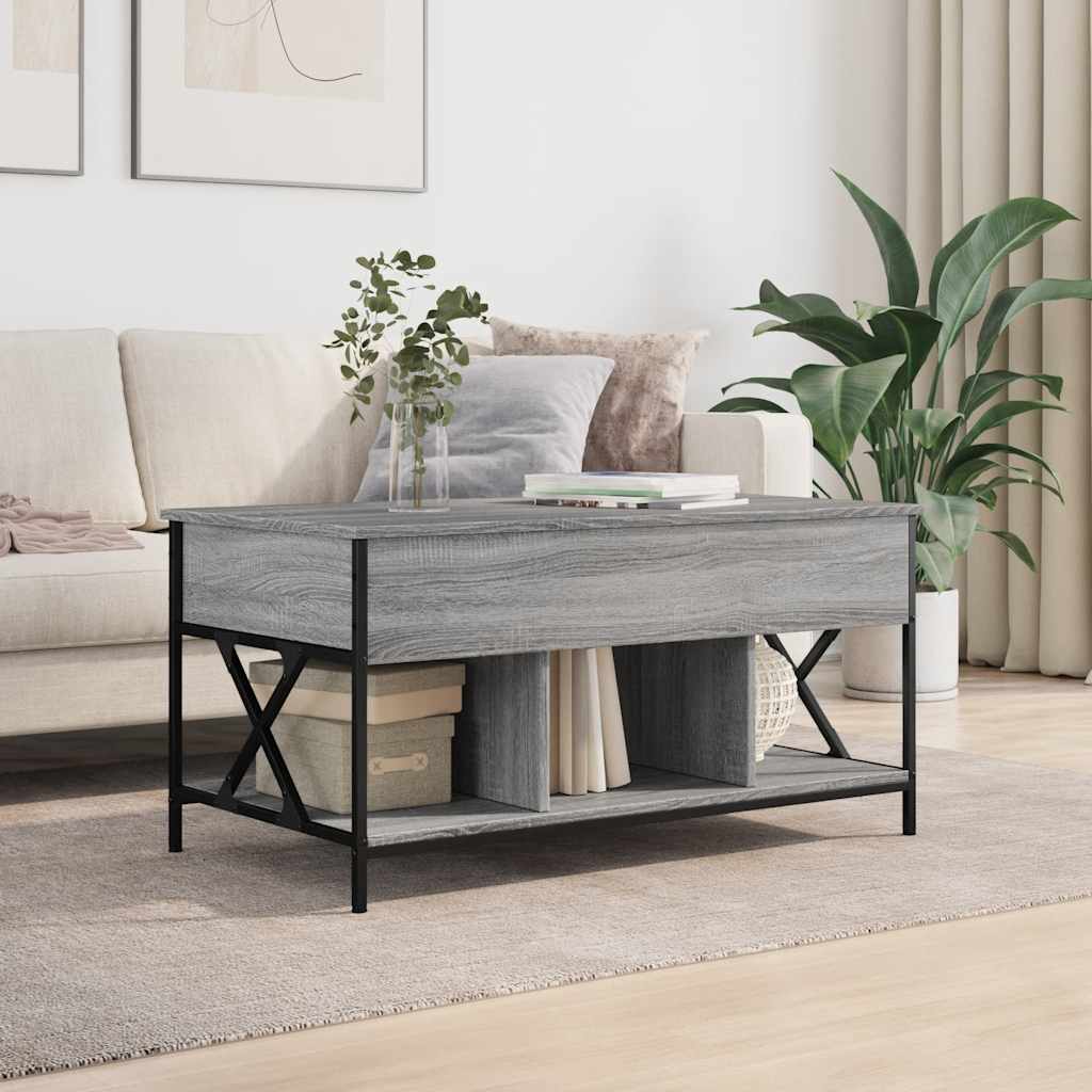 Coffee Table Grey Sonoma 100x55x50 cm Engineered Wood and Metal