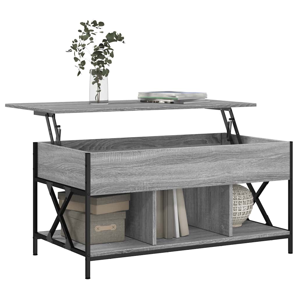 Coffee Table Grey Sonoma 100x55x50 cm Engineered Wood and Metal