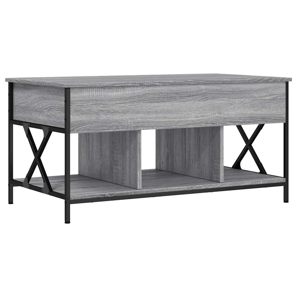 Coffee Table Grey Sonoma 100x55x50 cm Engineered Wood and Metal