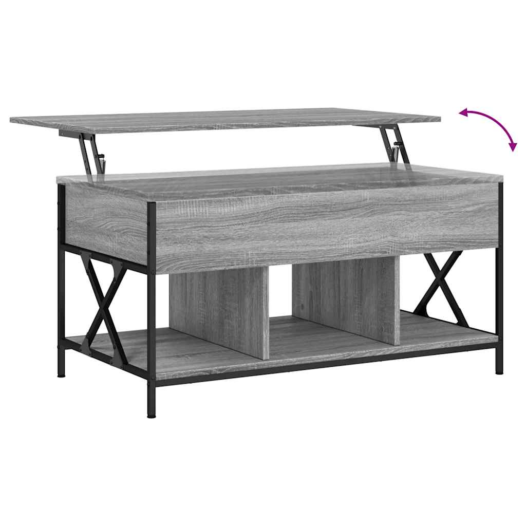 Coffee Table Grey Sonoma 100x55x50 cm Engineered Wood and Metal