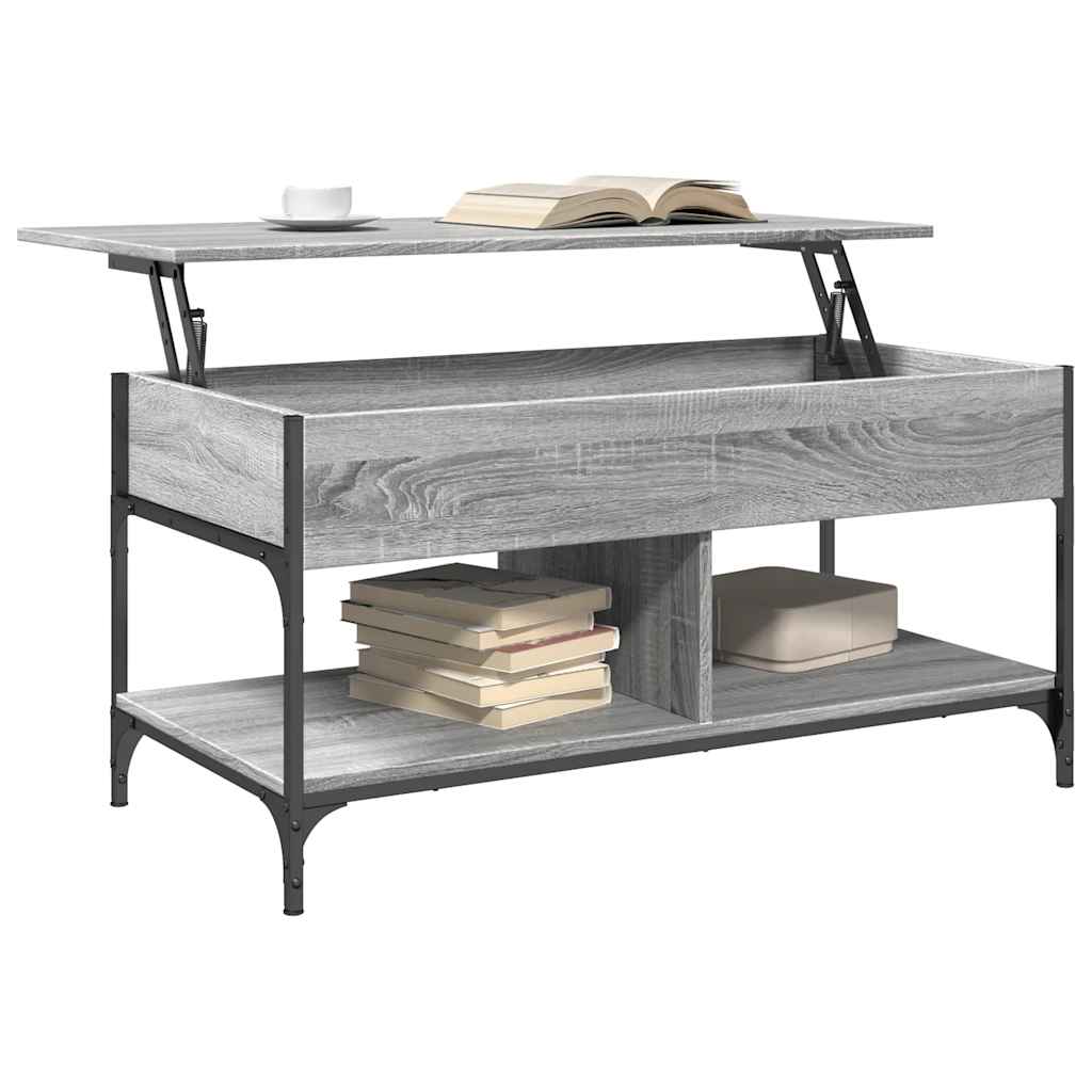 Coffee Table Grey Sonoma 100x50x50 cm Engineered Wood and Metal