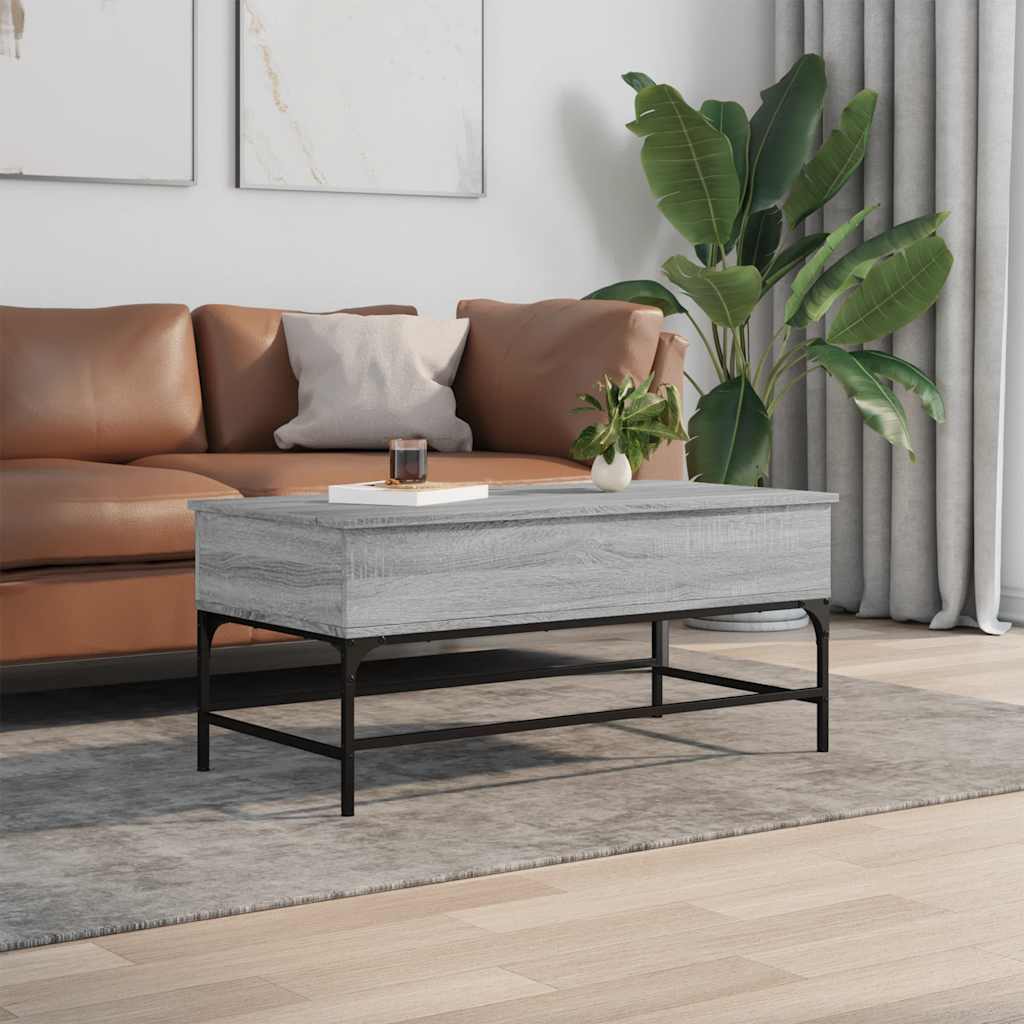 Coffee Table Grey Sonoma 100x50x45 cm Engineered Wood and Metal