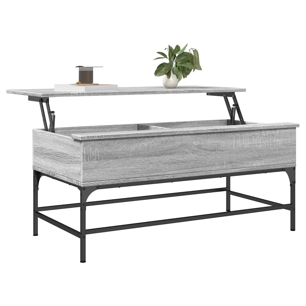 Coffee Table Grey Sonoma 100x50x45 cm Engineered Wood and Metal