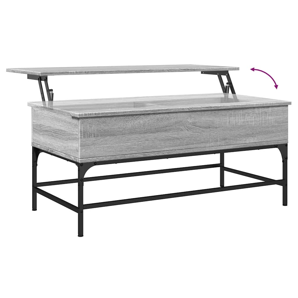 Coffee Table Grey Sonoma 100x50x45 cm Engineered Wood and Metal