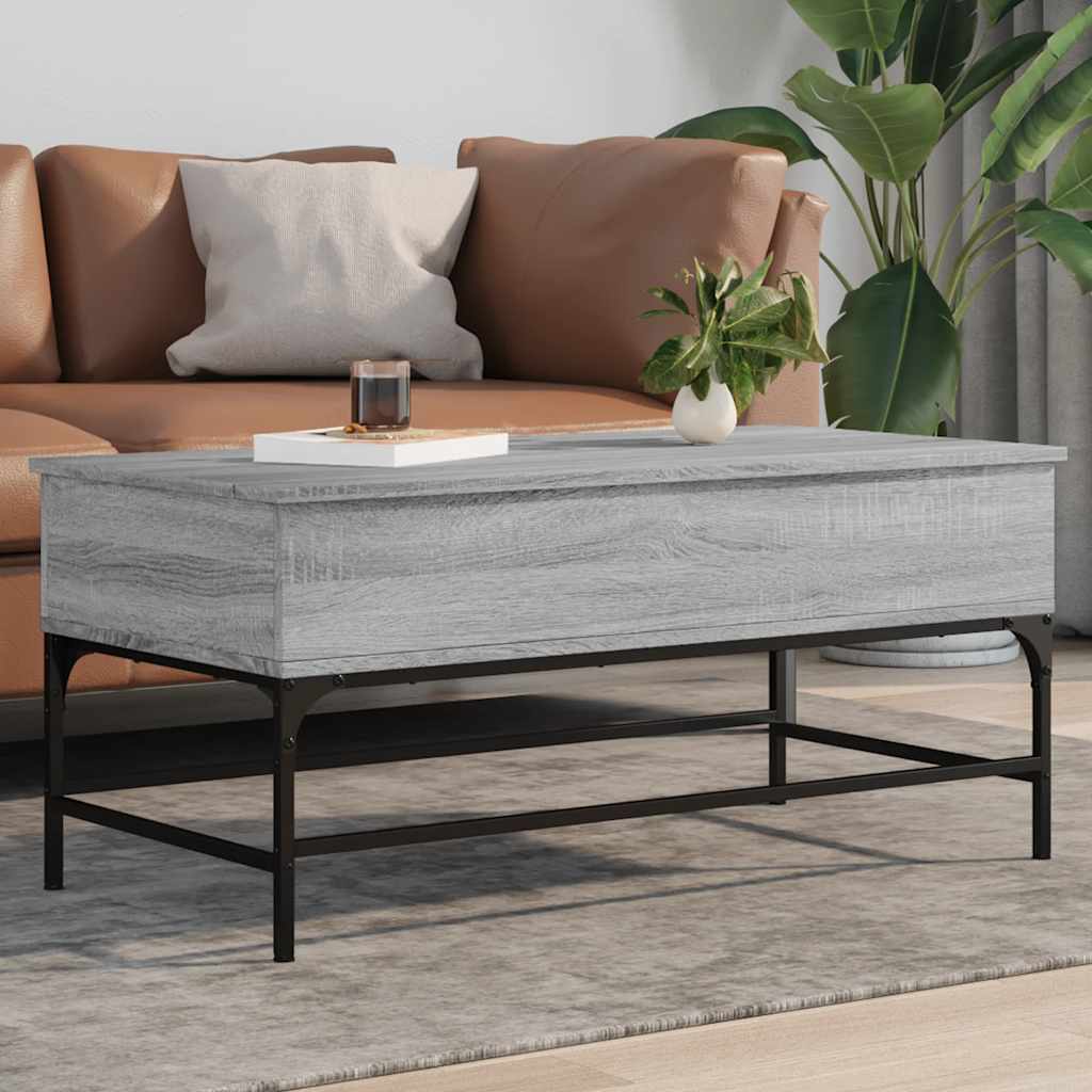 Coffee Table Grey Sonoma 100x50x45 cm Engineered Wood and Metal