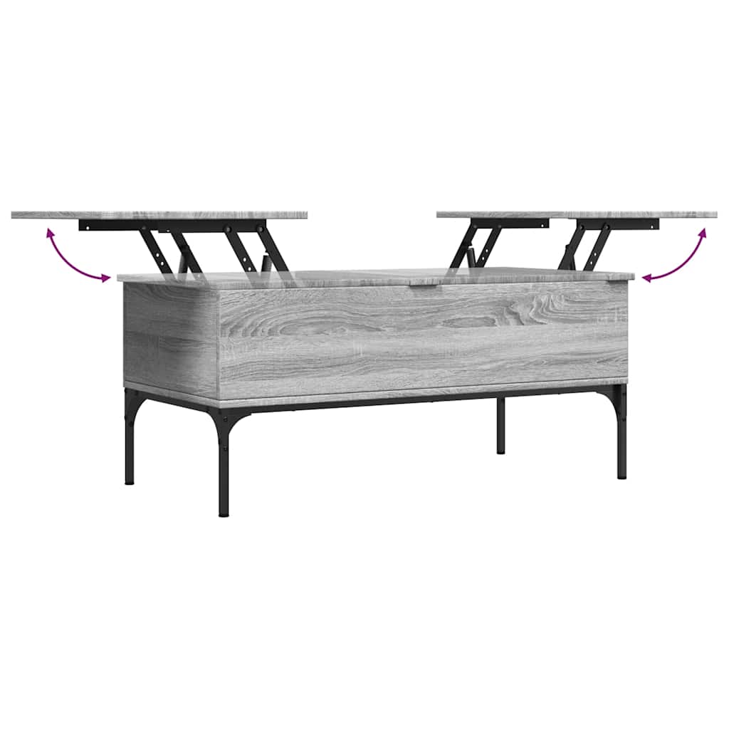 Coffee Table Grey Sonoma 100x50x45 cm Engineered Wood and Metal