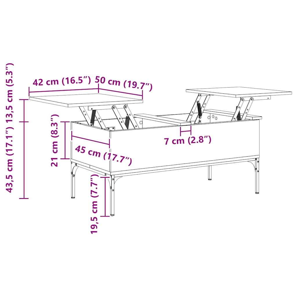 Coffee Table Grey Sonoma 100x50x45 cm Engineered Wood and Metal