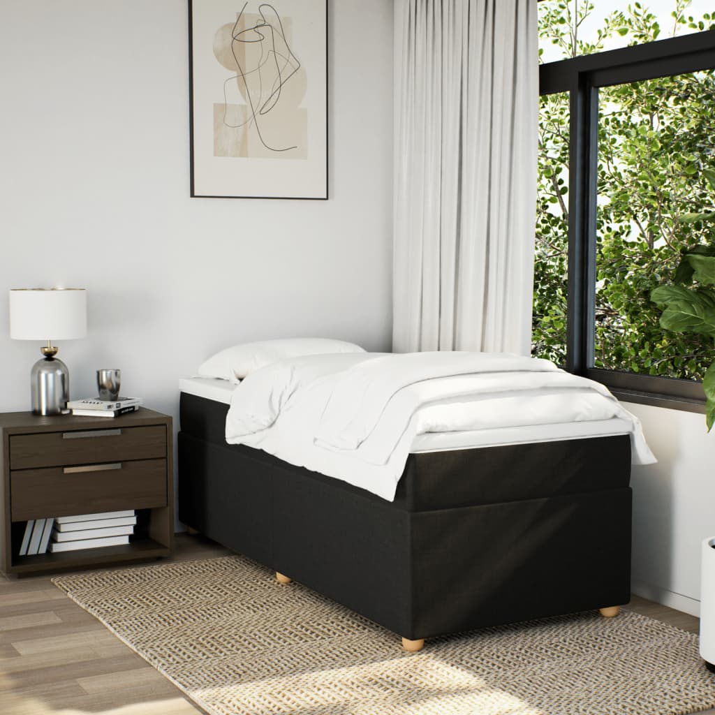 Box Spring Bed with Mattress Black 90x200 cm Fabric