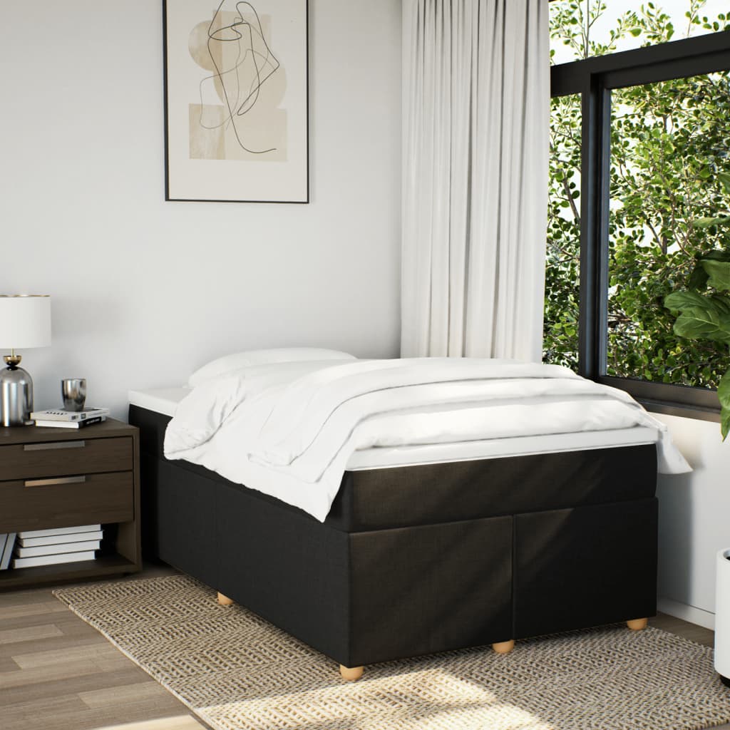 Box Spring Bed with Mattress Black 120x200 cm Fabric