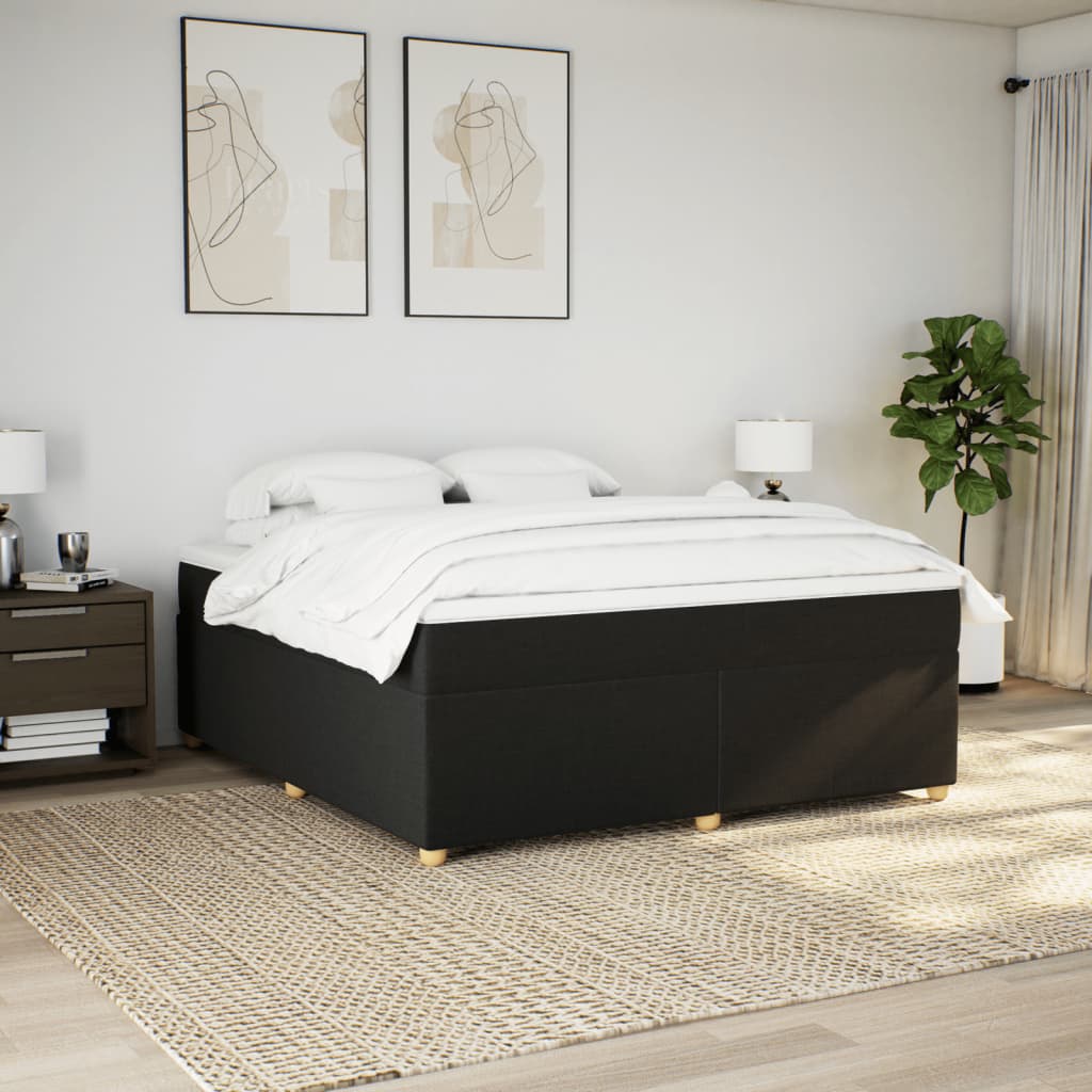 Box Spring Bed with Mattress Black 180x200 cm Fabric