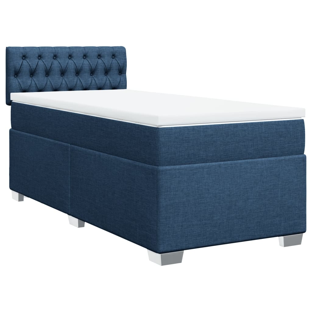 Box Spring Bed with Mattress Blue 100x200 cm Fabric