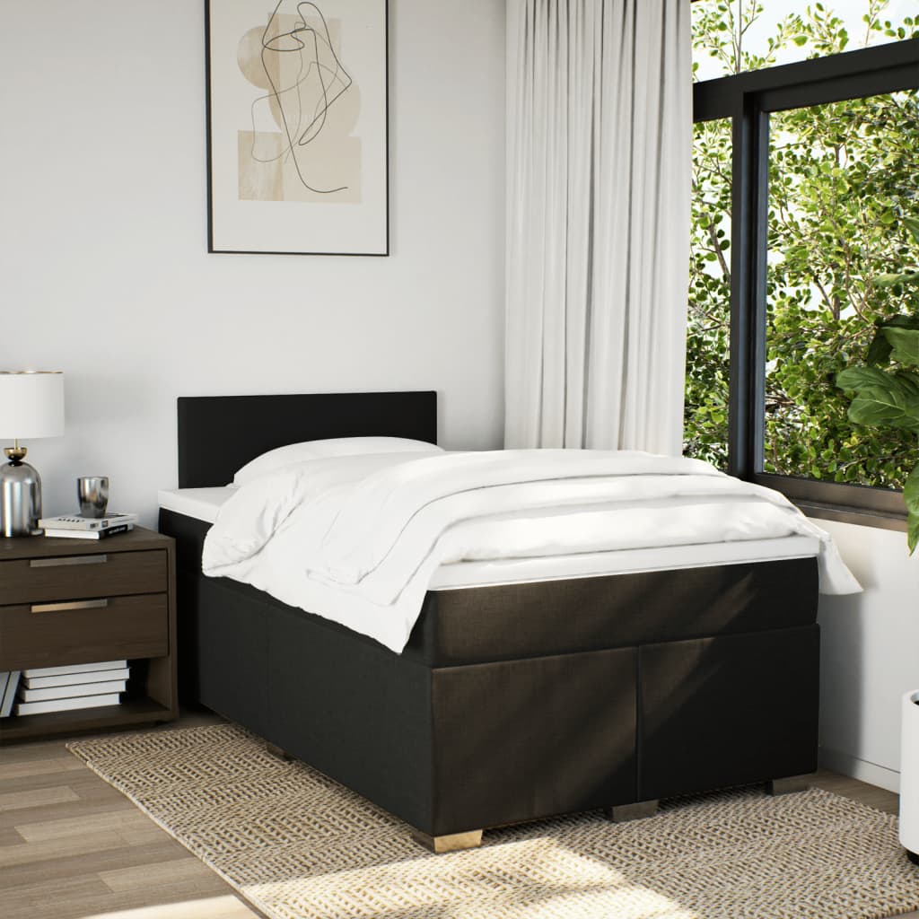 Box Spring Bed with Mattress Black 120x200 cm Fabric
