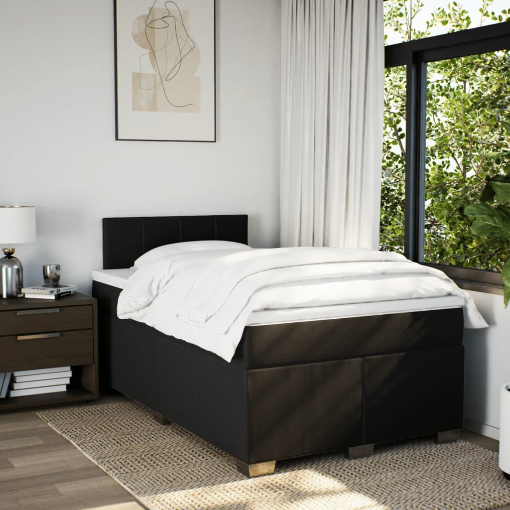Box Spring Bed with Mattress Black 120x200 cm Fabric