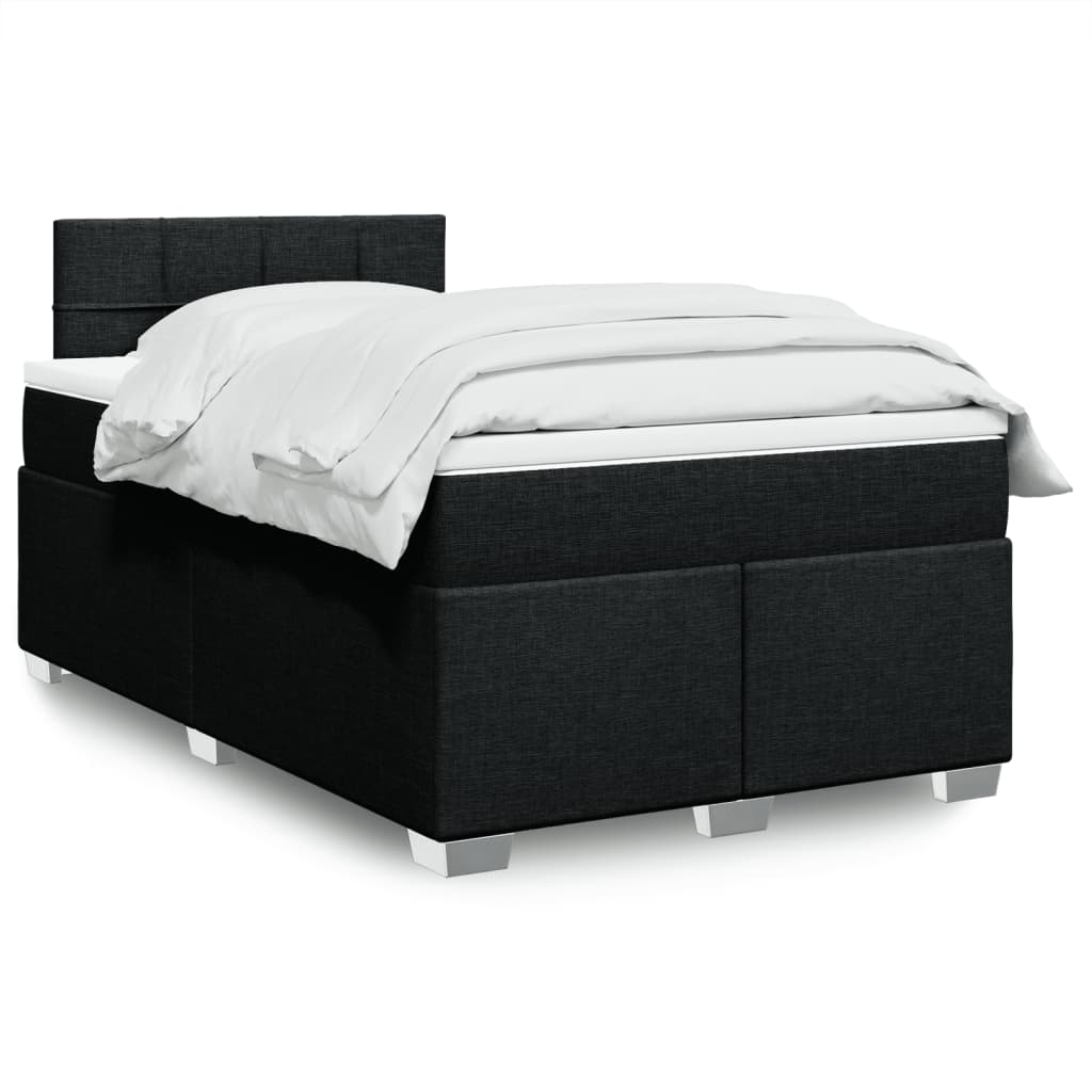 Box Spring Bed with Mattress Black 120x200 cm Fabric