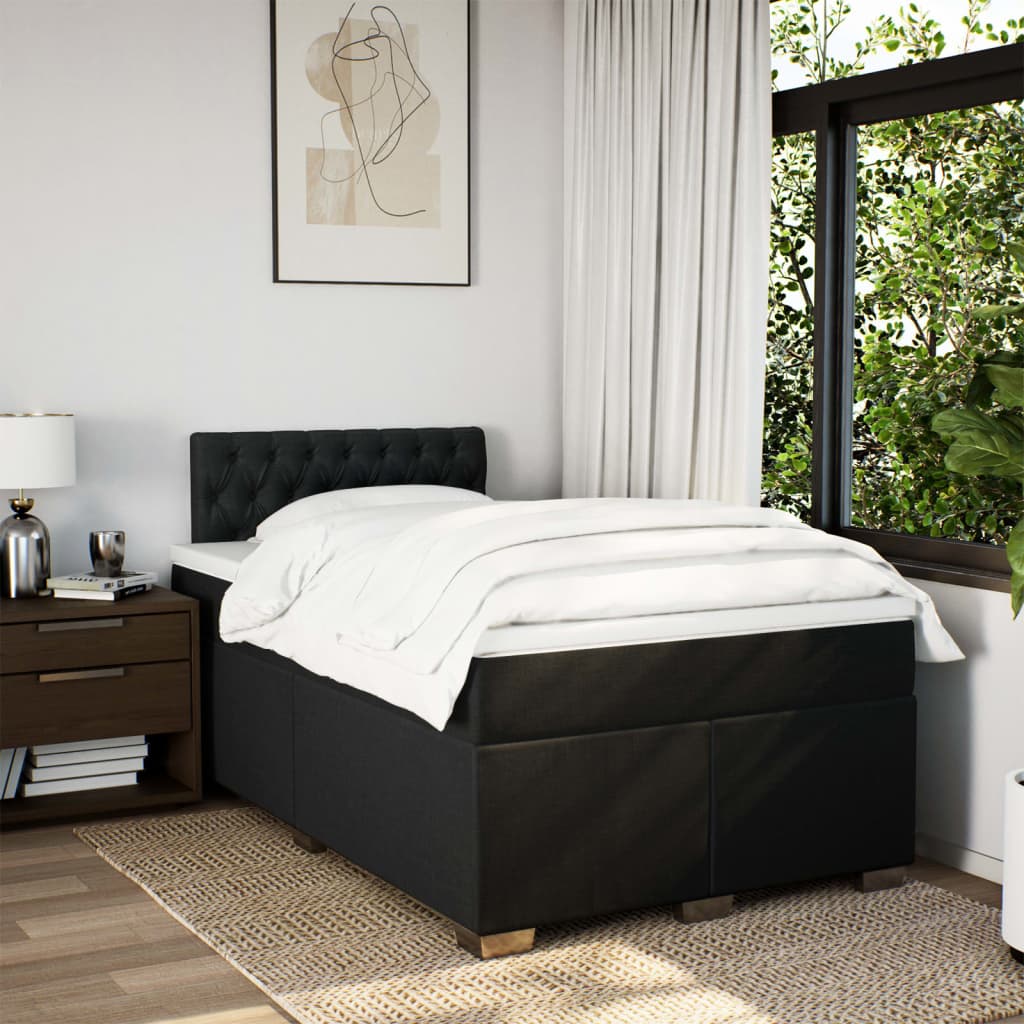 Box Spring Bed with Mattress Black 120x200 cm Fabric