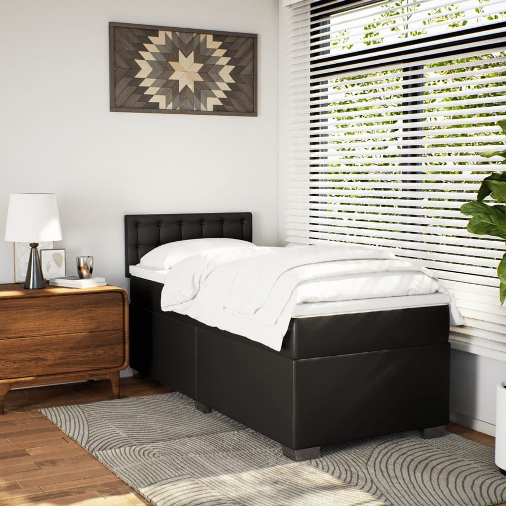 Box Spring Bed with Mattress Black 80x200 cm Faux Leather