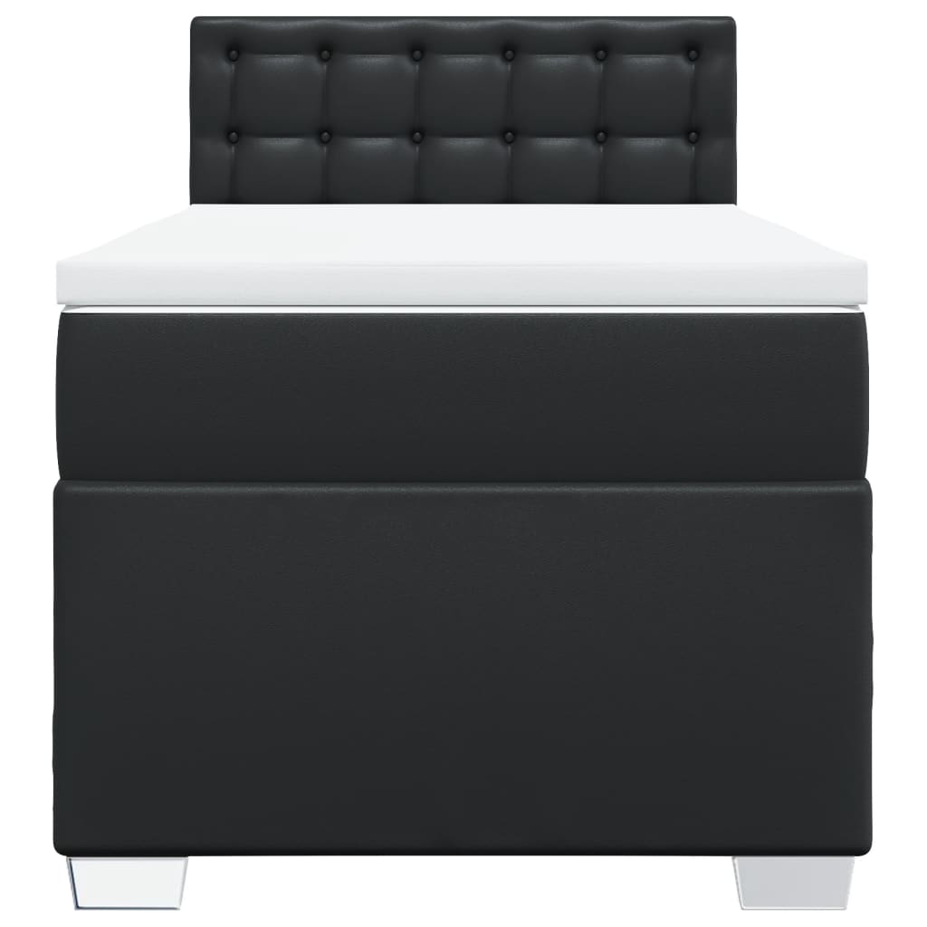 Box Spring Bed with Mattress Black 90x190 cm Faux Leather
