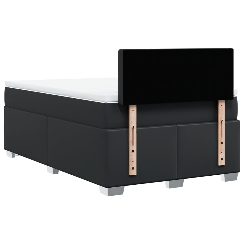 Box Spring Bed with Mattress Black 120x190 cm Faux Leather