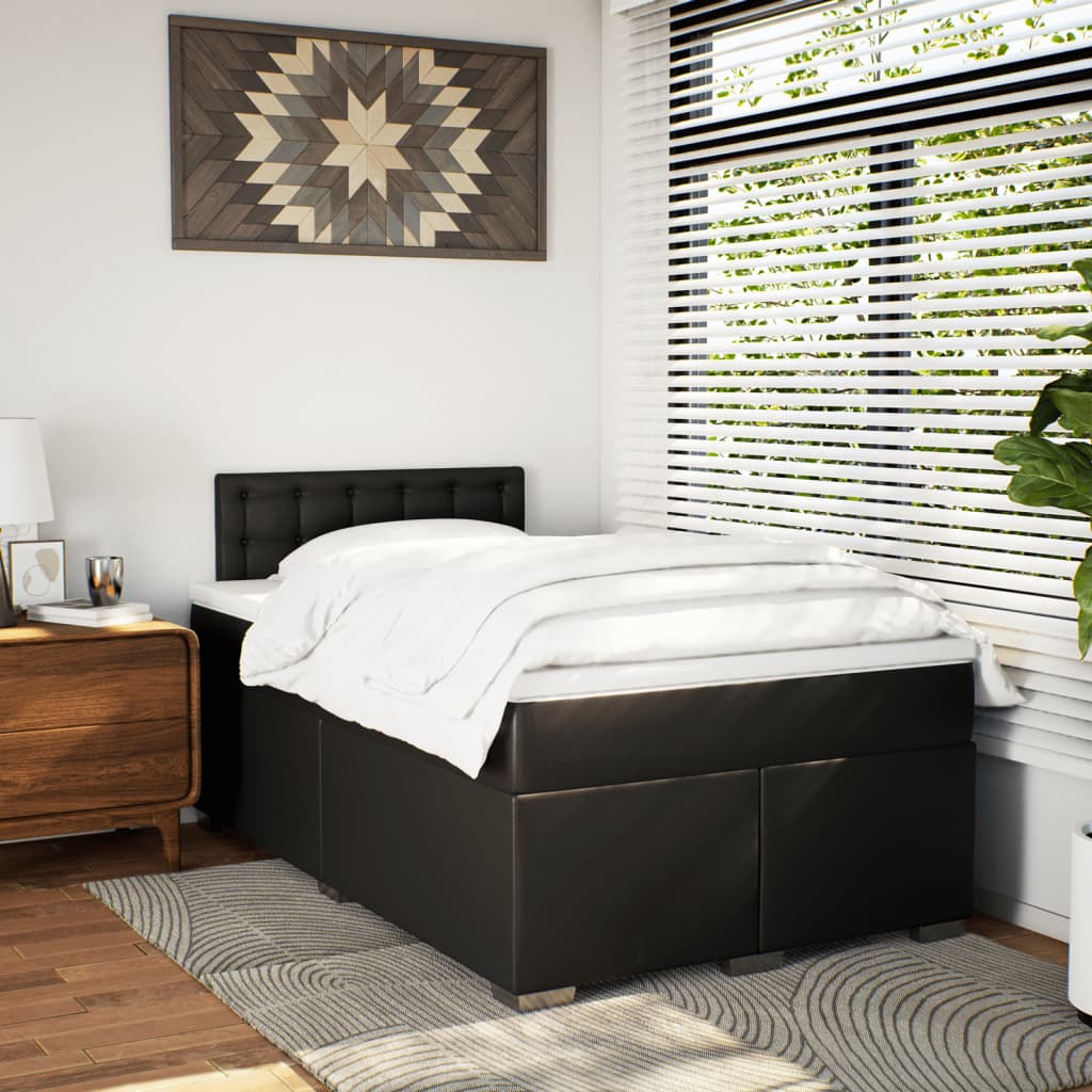 Box Spring Bed with Mattress Black 120x200 cm Faux Leather