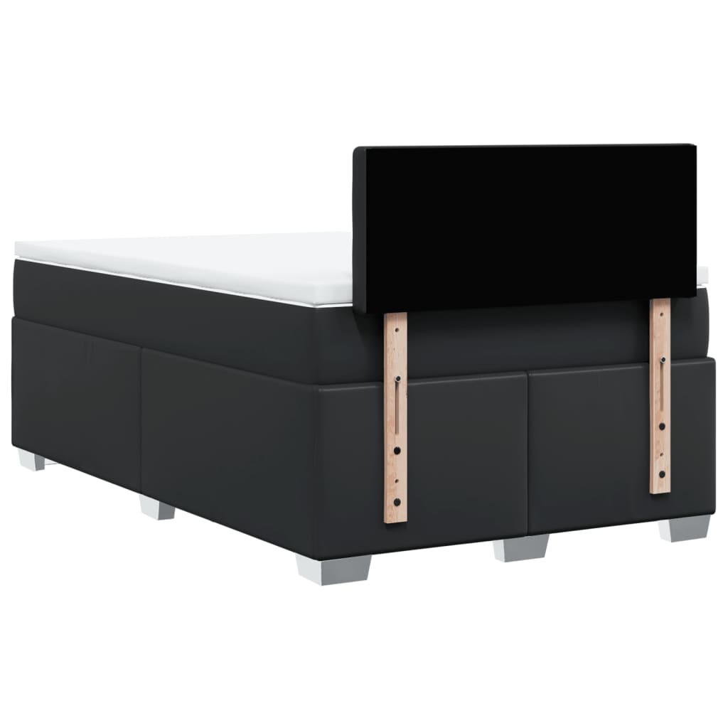 Box Spring Bed with Mattress Black 120x200 cm Faux Leather