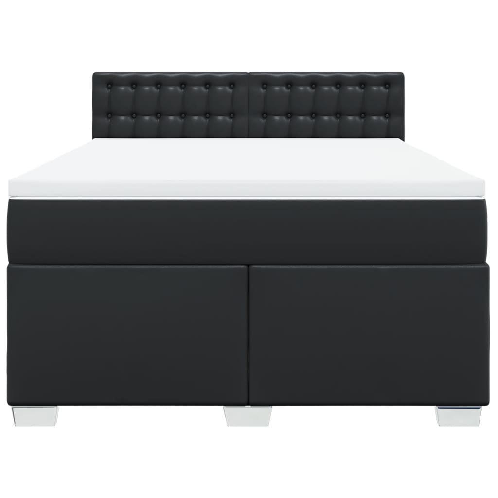 Box Spring Bed with Mattress Black 140x190 cm Faux Leather