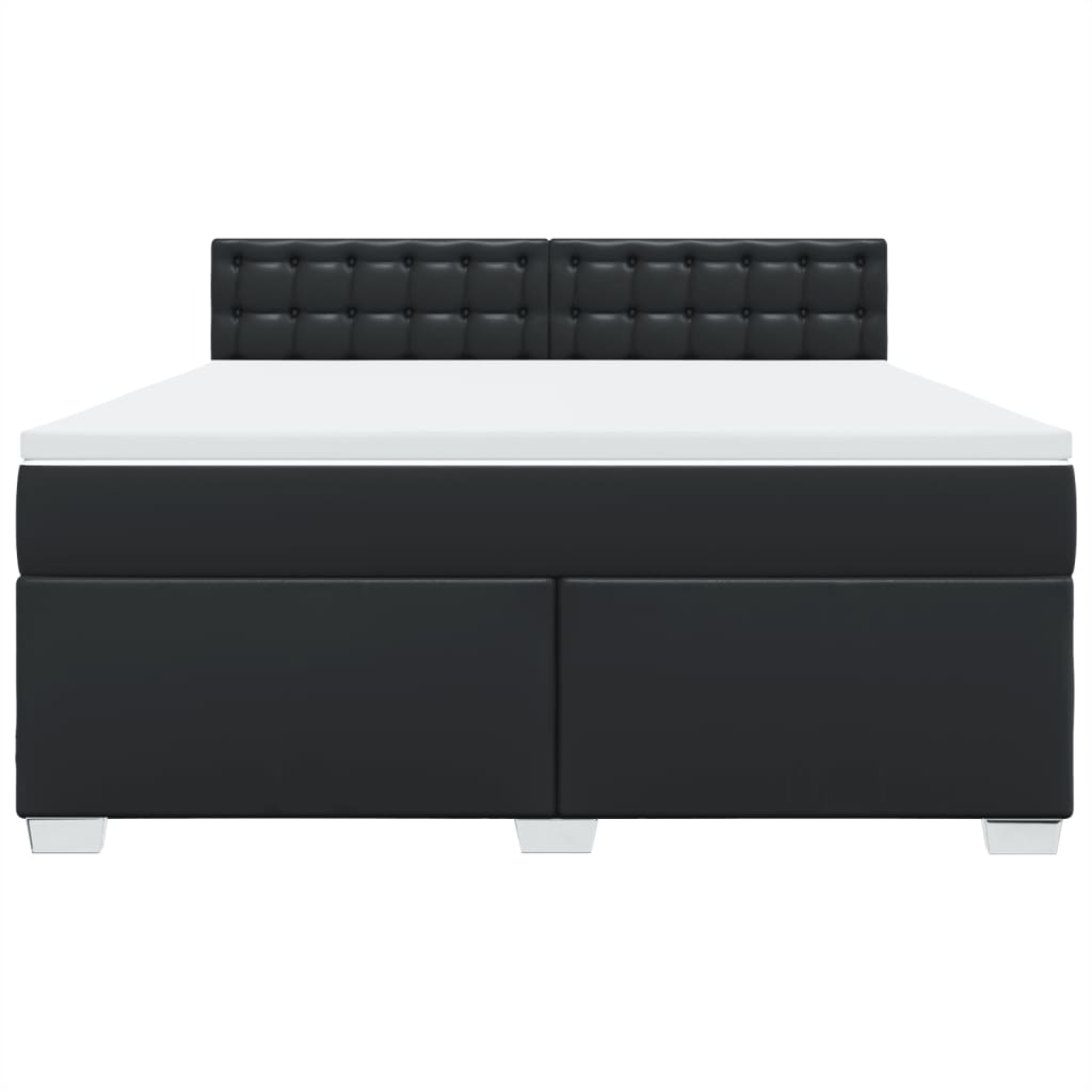 Box Spring Bed with Mattress Black 180x200 cm Faux Leather