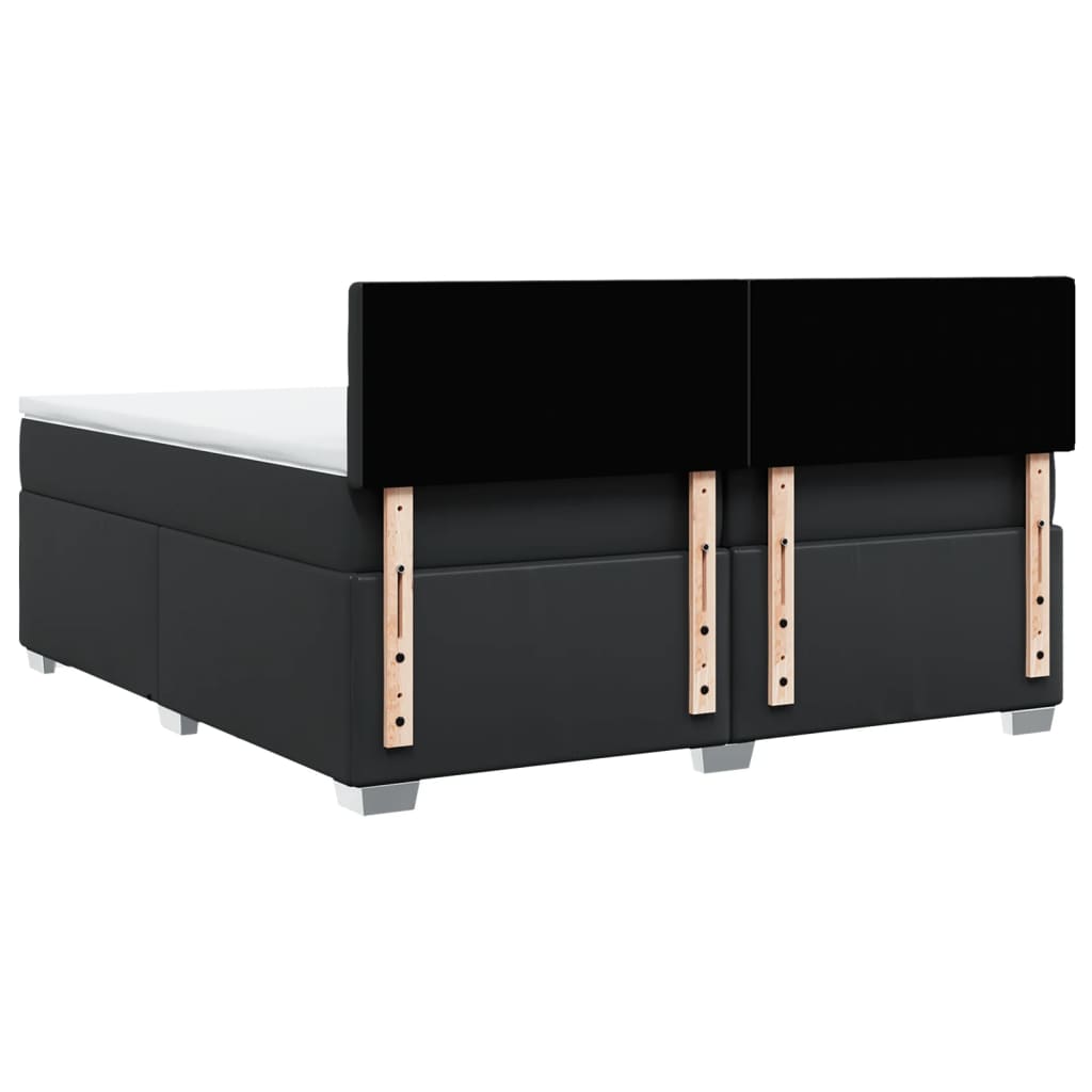 Box Spring Bed with Mattress Black 200x200 cm Faux Leather