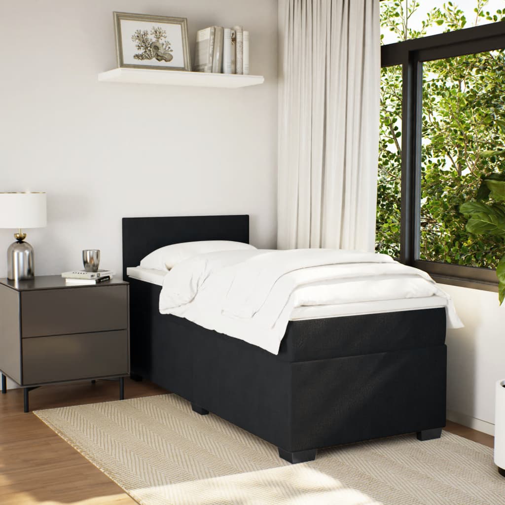 Box Spring Bed with Mattress Black 90x190 cm Velvet
