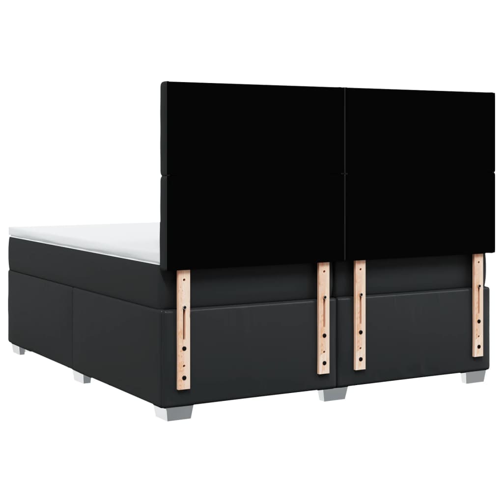 Box Spring Bed with Mattress Black 200x200 cm Faux Leather