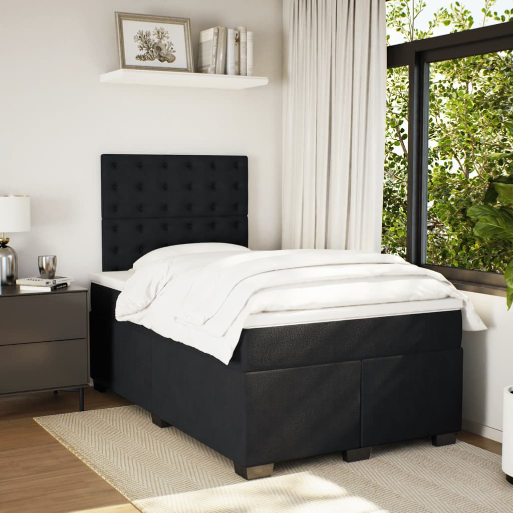 Box Spring Bed with Mattress Black 120x190 cm Small Double Velvet