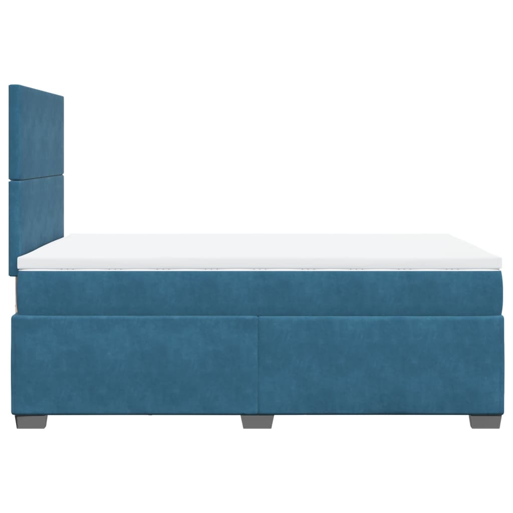 Box Spring Bed with Mattress Blue 120x200 cm Velvet
