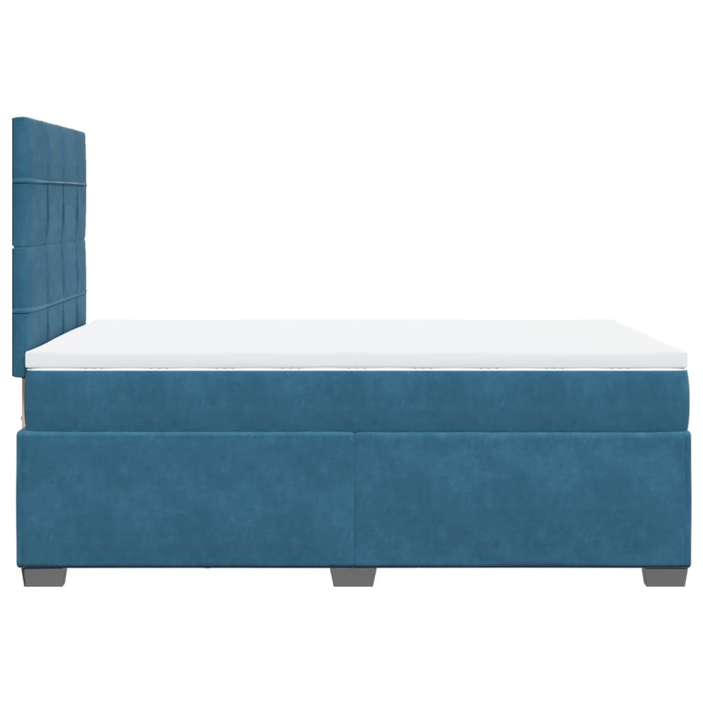 Box Spring Bed with Mattress Blue 120x200 cm Velvet
