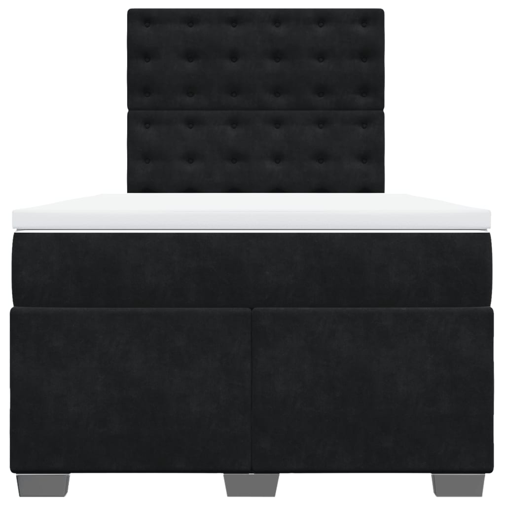 Box Spring Bed with Mattress Black 120x200 cm Velvet