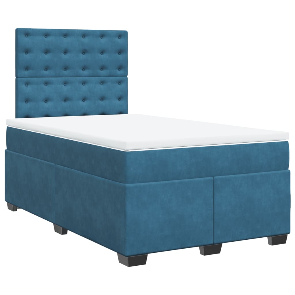 Box Spring Bed with Mattress Blue 120x200 cm Velvet