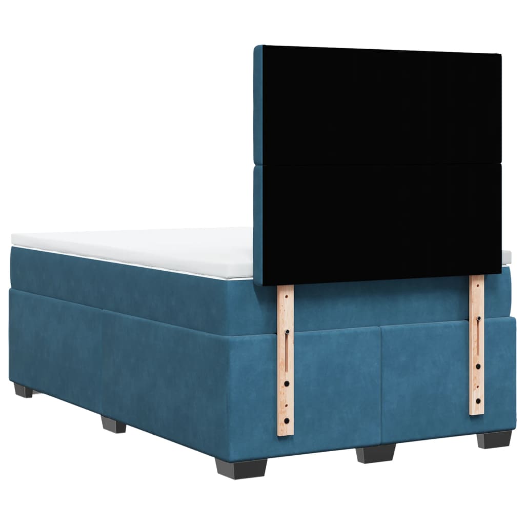 Box Spring Bed with Mattress Blue 120x200 cm Velvet