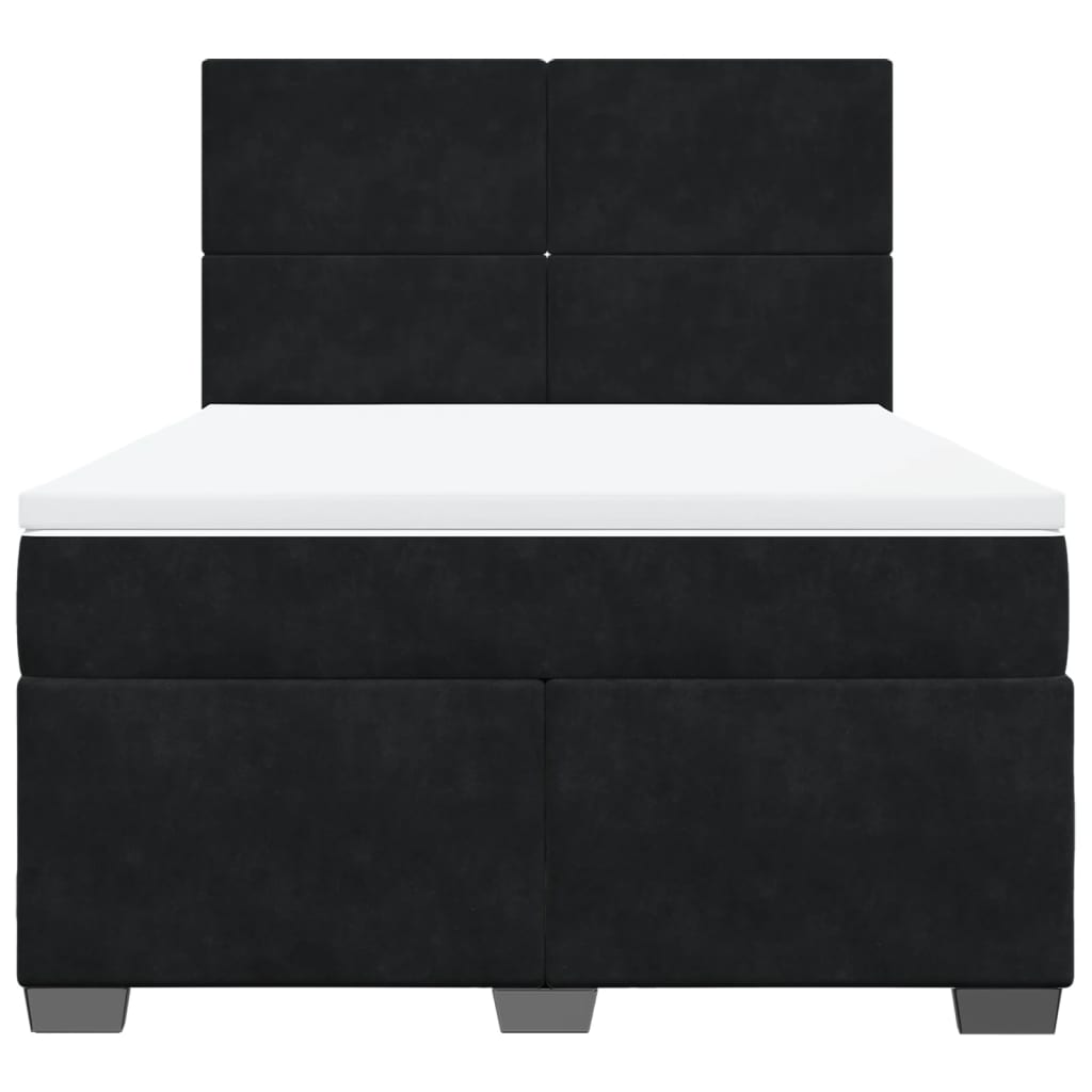 Box Spring Bed with Mattress Black 140x190 cm Velvet
