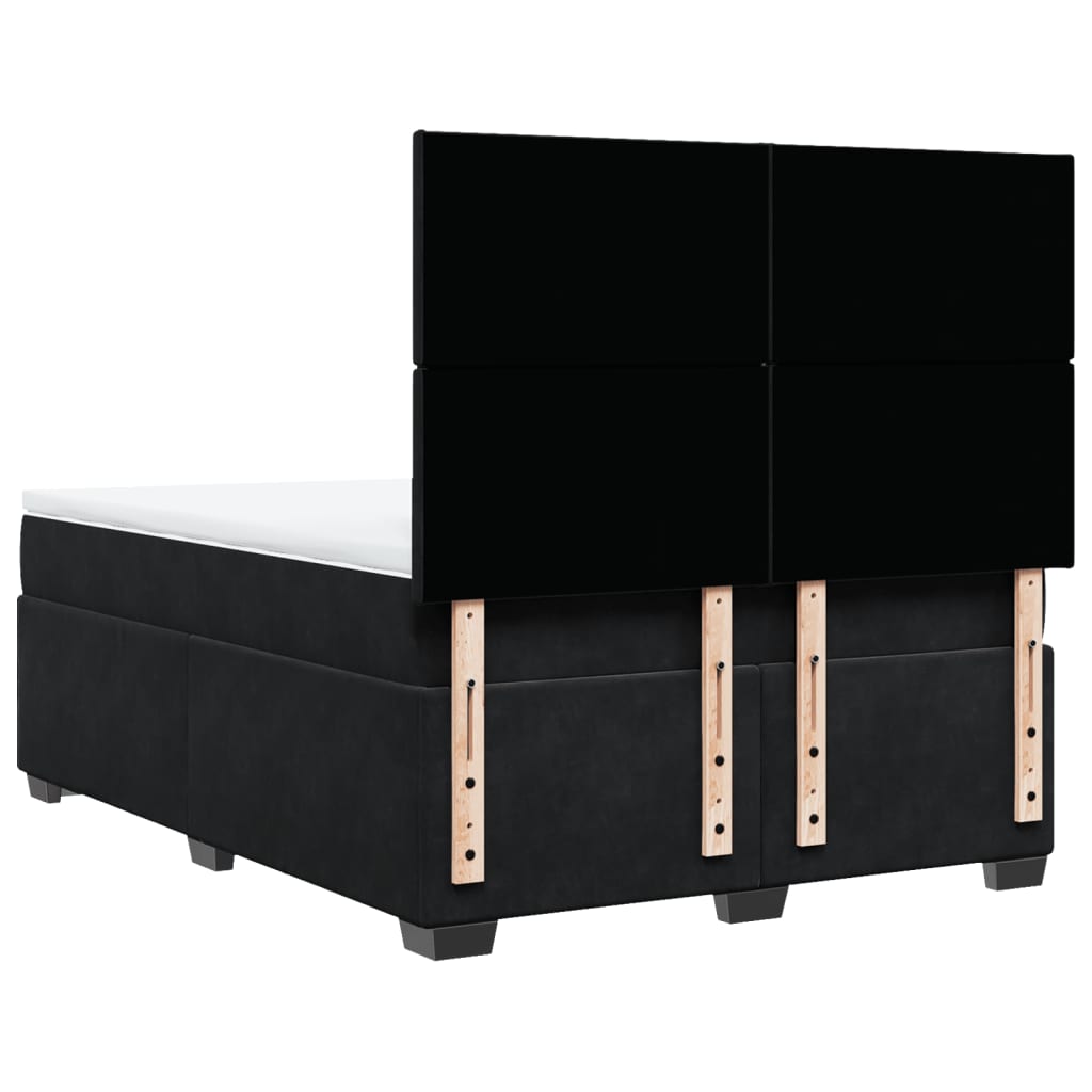 Box Spring Bed with Mattress Black 140x190 cm Velvet