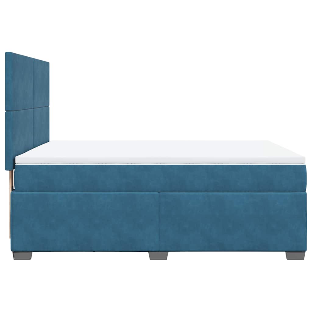 Box Spring Bed with Mattress Blue 140x190 cm Velvet