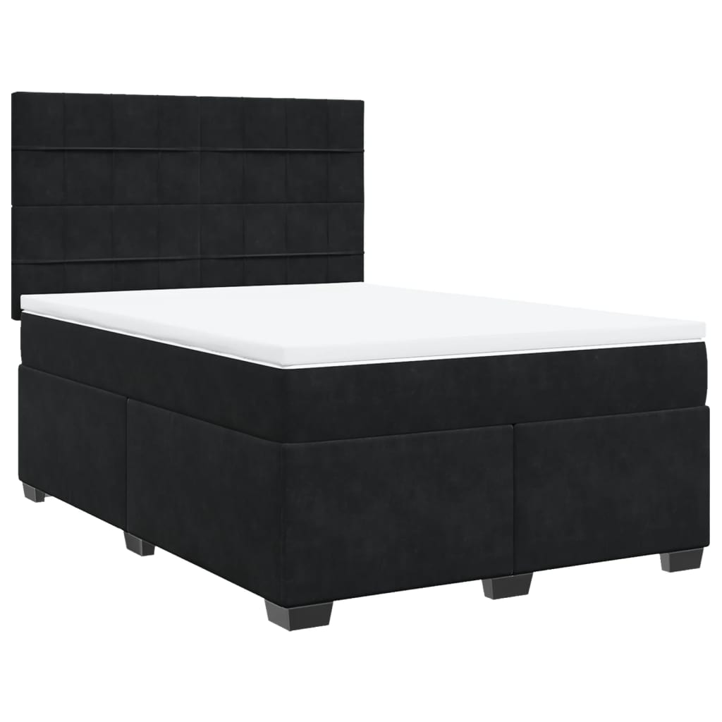 Box Spring Bed with Mattress Black 140x190 cm Velvet