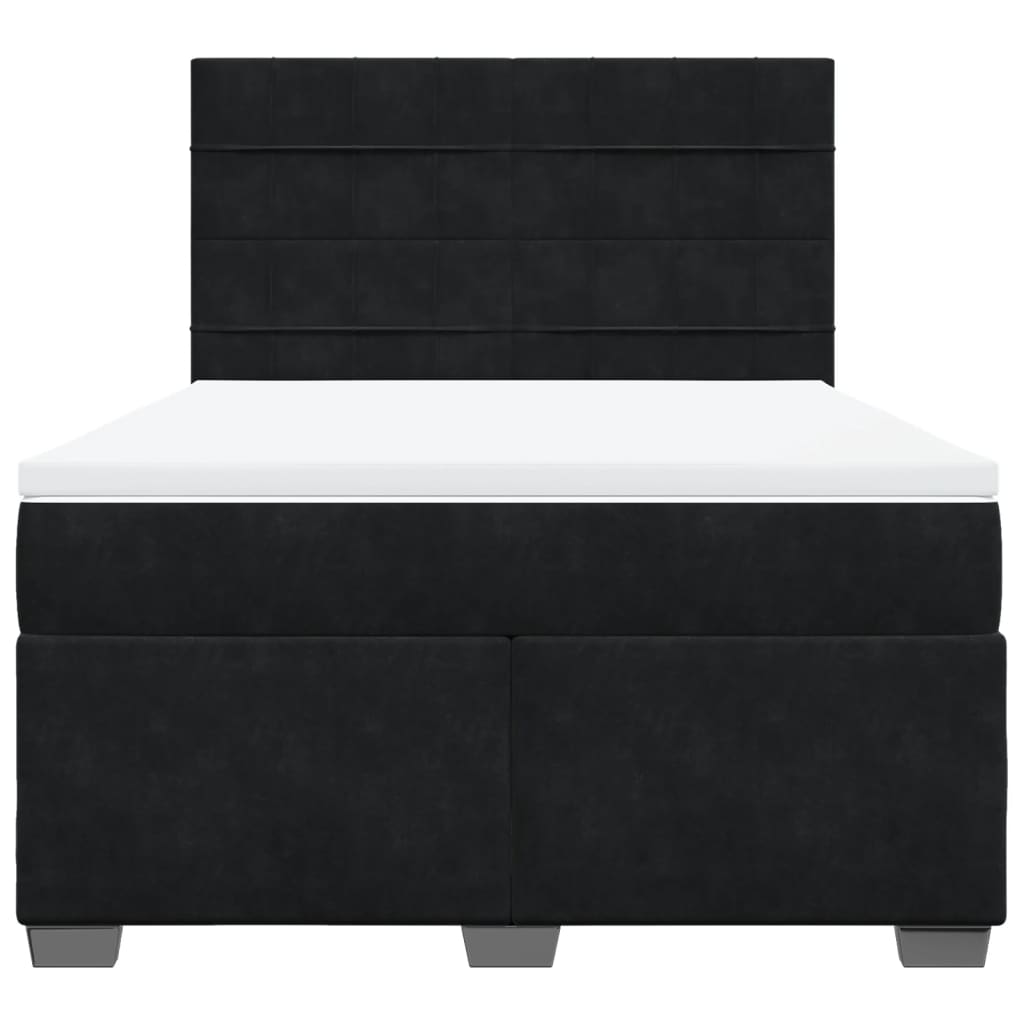 Box Spring Bed with Mattress Black 140x190 cm Velvet