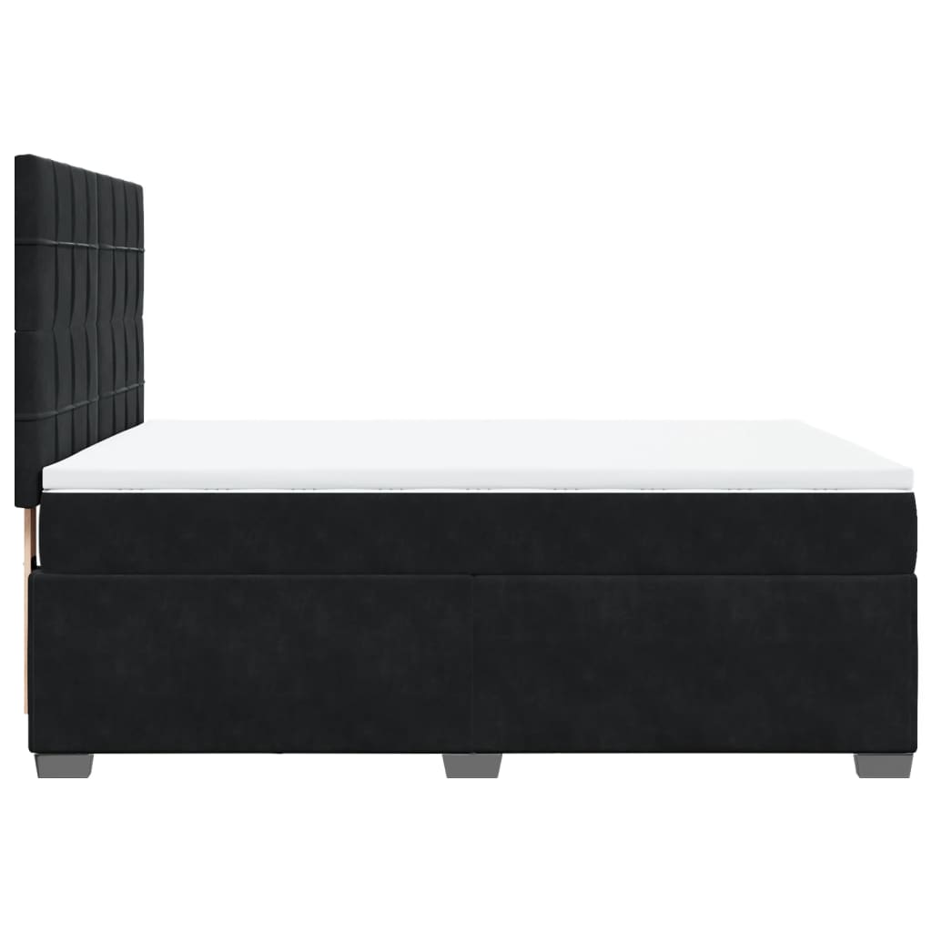 Box Spring Bed with Mattress Black 140x190 cm Velvet
