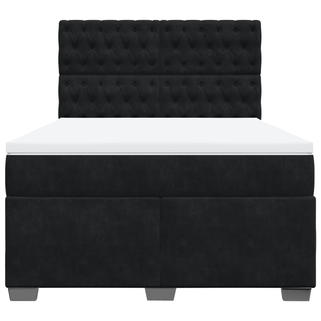 Box Spring Bed with Mattress Black 140x190 cm Velvet