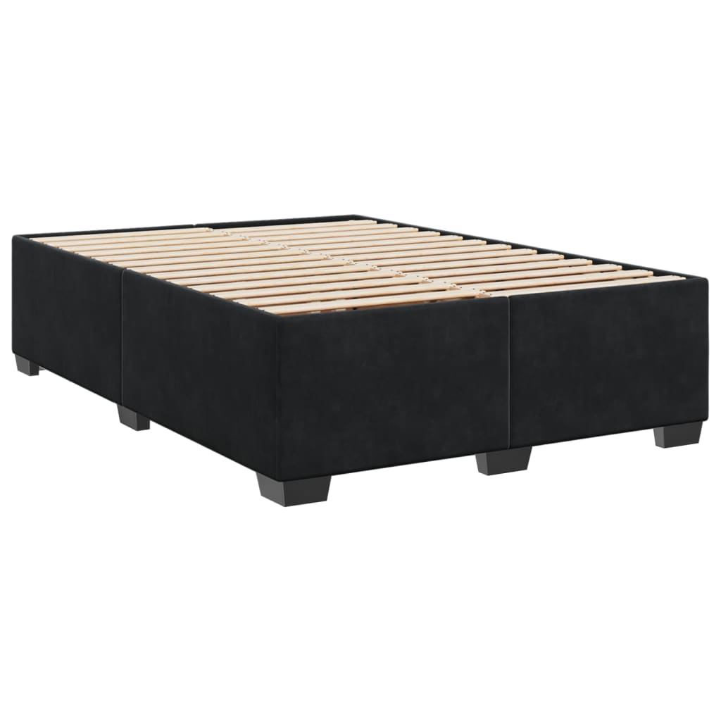 Box Spring Bed with Mattress Black 140x190 cm Velvet